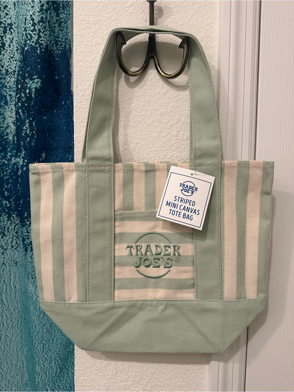 Trader Joe's Striped Mini Canvas Tote Bag